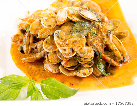 Stir fried clams with roasted chili paste, Stir fried clams with roasted chili paste, 17567392