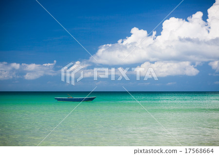 Fisher boat and clear turquoise water Fisher boat and clear turquoise water 17568664