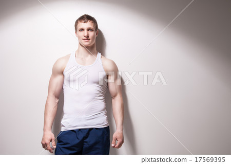 Portrait of a young sexy muscular man in underwear 17569395