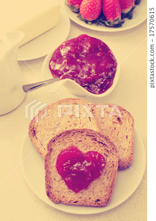 heart of jam on a toast, filtered 17570615