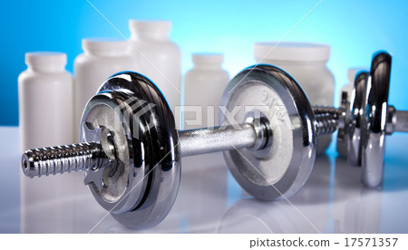 Dumbbell, bright colorful tone concept Dumbbell, bright colorful tone concept 17571357