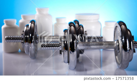Dumbbell, bright colorful tone concept Dumbbell, bright colorful tone concept 17571358