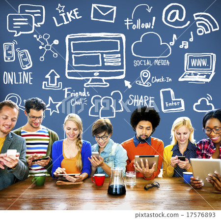 Social Media Social Networking Technology... - Stock Photo [17576893 ...