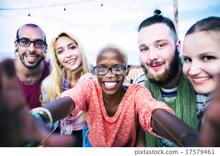 Beach Party Dinner Friendship Happiness Summer Concept 17579461