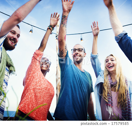 Beach Party Dinner Friendship Happiness Summer Concept Beach Party Dinner Friendship Happiness Summer Concept 17579585