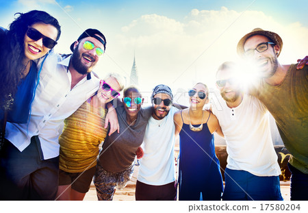 Friendship Bonding Relaxation Summer Beach Happiness Concept Friendship Bonding Relaxation Summer Beach Happiness Concept 17580204