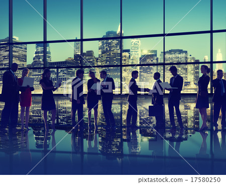 Silhouette Business People Discussion Communication Greeting Han Silhouette Business People Discussion Communication Greeting Han 17580250