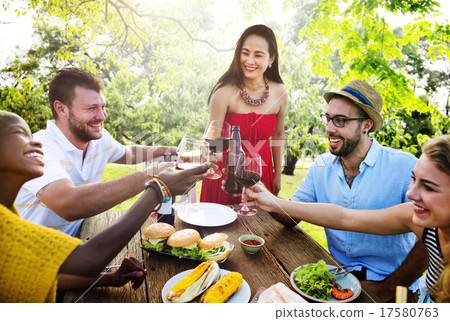 Friends Outdoors Party Celebration Hanging out Concept Friends Outdoors Party Celebration Hanging out Concept 17580763