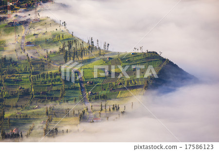 Village and Cliff at Bromo Volcano, Indonesia 17586123
