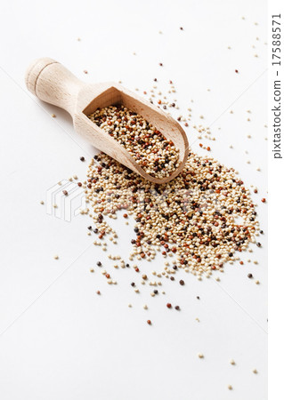 quinoa seed grain in a wooden bowl scoop quinoa seed grain in a wooden bowl scoop 17588571