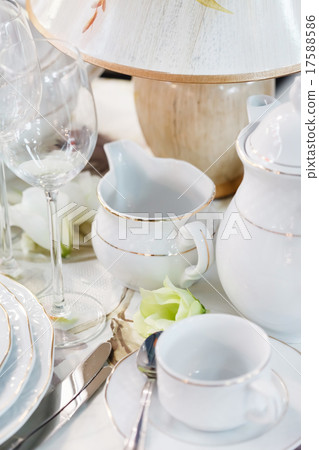 .Ceramic tableware on the table .Ceramic tableware on the table 17588586
