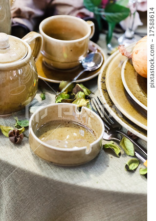 .Ceramic tableware on the table .Ceramic tableware on the table 17588614