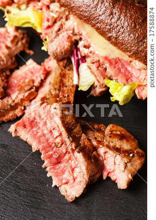 Bun with grilled roast beef Bun with grilled roast beef 17588874