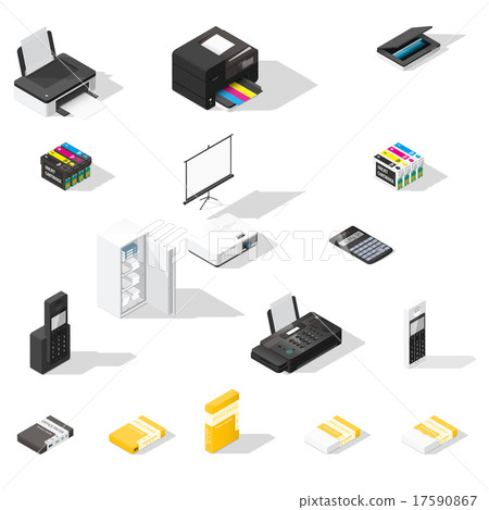Office detailed  isometric icon set 17590867