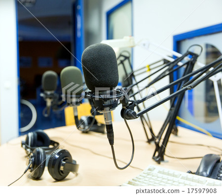microphone at recording studio or radio station 17597908