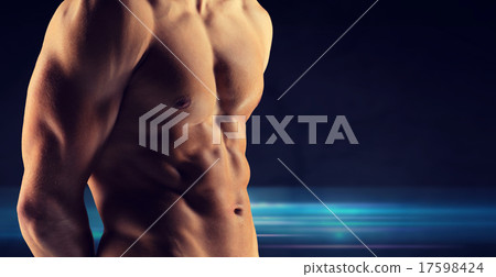 close up of male bodybuilder bare torso 17598424