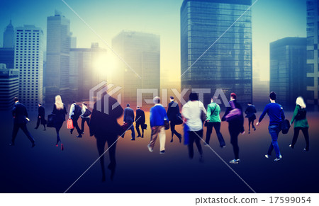 Commuter Business District Walking Crowd Cityscape Concept 17599054