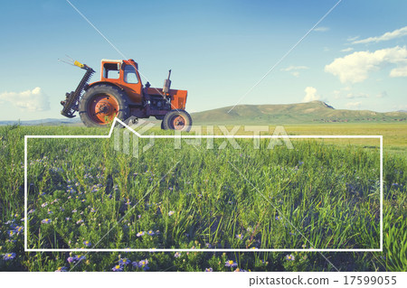 Side View Of A Tractor In A Scenic View 17599055