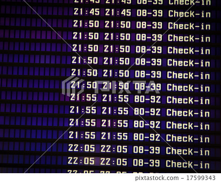 Flights information board in airport terminal 17599343
