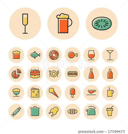 Thin line icons for food and drinks - Stock Illustration [17599473] - PIXTA