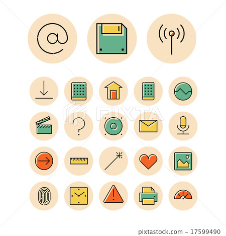 Thin line icons for user inteface and technology 17599490