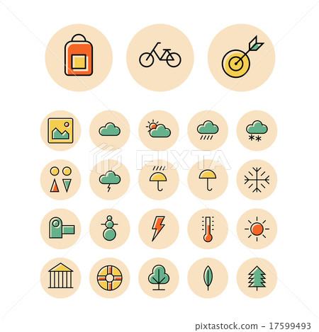 Thin line icons for leisure, travel and sport 17599493