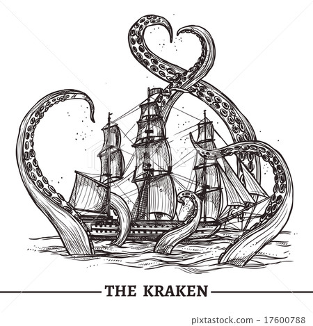 Ship And Octopus 17600788