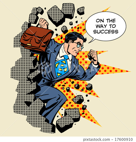 图库插图: business breakthrough success businessman hero