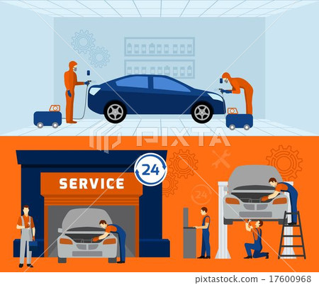 Auto mechanic 2 flat banners set 17600968