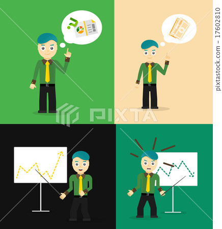 Set of cute cartoon young businessmen. Idea 17602810