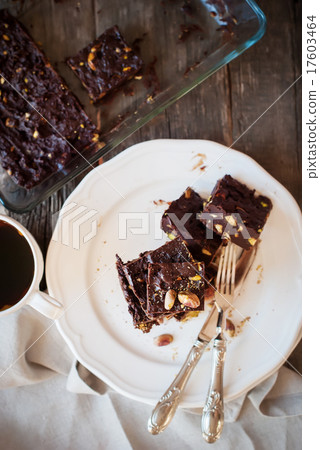 Chocolate Fudge with Pistachios, top view Chocolate Fudge with Pistachios, top view 17603464