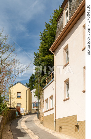 Steep narrow street in Luxembourg city 17604230