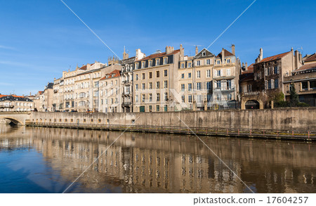 View of Metz town over Moselle river - France 17604257