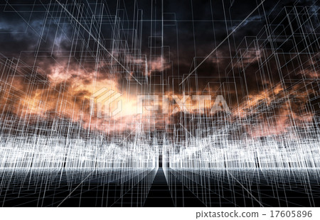 Digital 3d landscape background, wire frame Digital 3d landscape background, wire frame 17605896