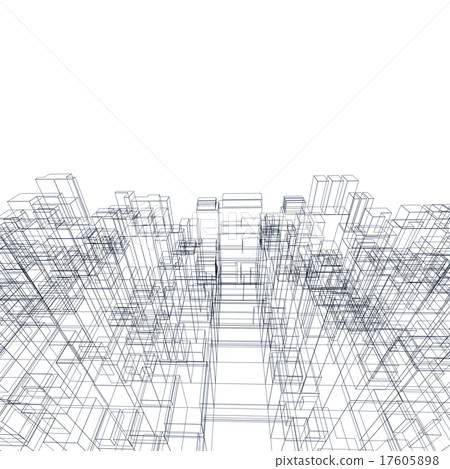 3d structure, wire frame lines over white 3d structure, wire frame lines over white 17605898