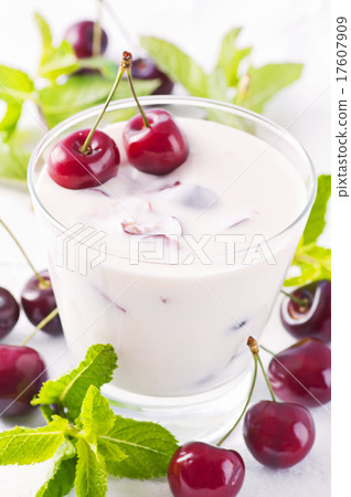 cherry yoghurt with peppermint cherry yoghurt with peppermint 17607909
