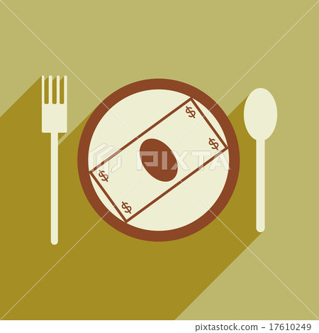 Modern flat icon with shadow bill on the plate Modern flat icon with shadow bill on the plate 17610249