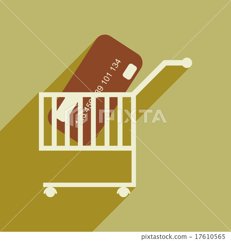 Modern flat icon with shadow bank card in the cart - Stock Illustration ...