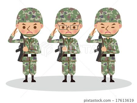 用槍支致敬的自衛官兵（複數·3人） 17613619