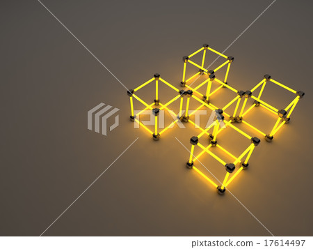 Glowing cubes of fluorescent tubes. Abstract 17614497