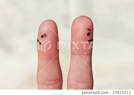 Couple after an argument look in different  17615211