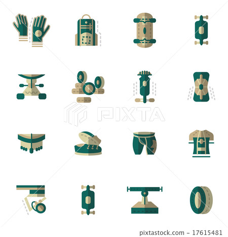 Flat simple vector icons for longboarding 17615481