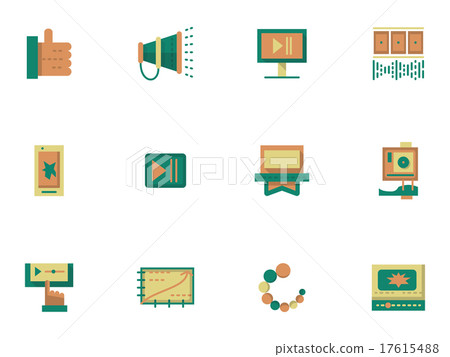 Flat simple vector icons for video blogging 17615488