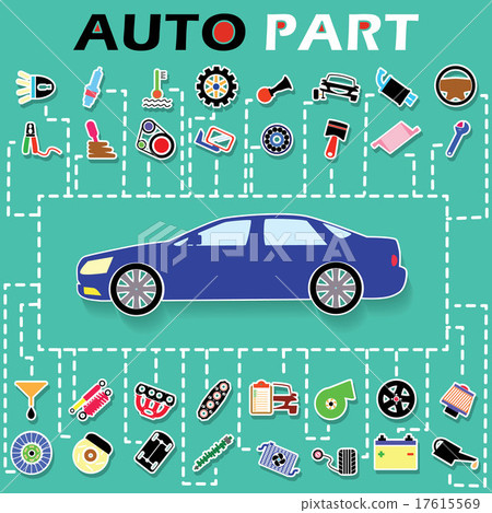 Cars and car parts sticker info graphic  17615569