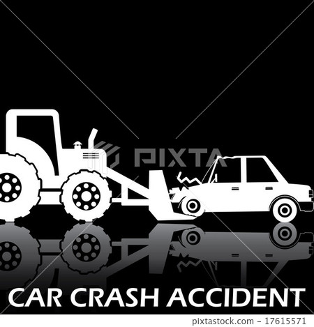 White shape car crash with tractor White shape car crash with tractor 17615571