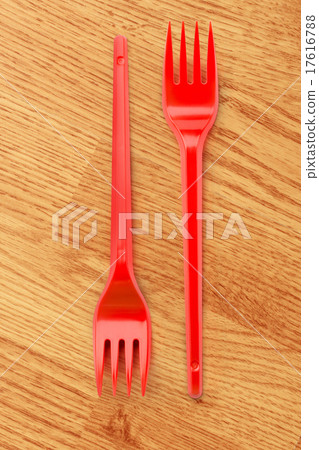 Red plastic forks Red plastic forks 17616788