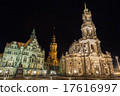 Looking up at the night view of Old Town in Dresden, Germany 17616997