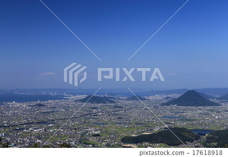 Sanuki plain and Setonaikai sea from Mt. Omaki (right below Sanuki Fuji, Setonto Bridge on the left can be seen) 17618918