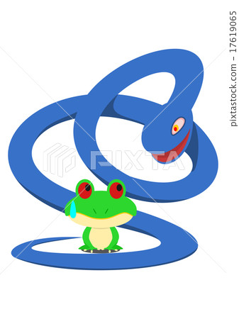 一隻青蛙瞪著一條蛇 17619065