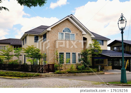 Residential area surrounded by greenery European style house 17619256